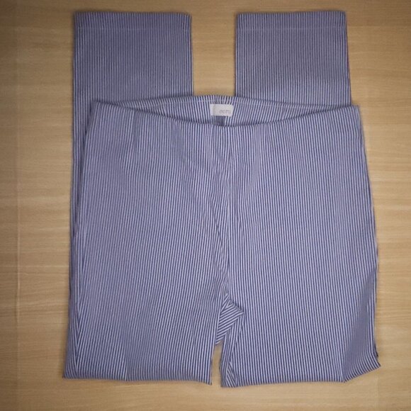 Ecru Womens Blue White Pinstripe Seersucker Ankle Pants 6 - Picture 1 of 7